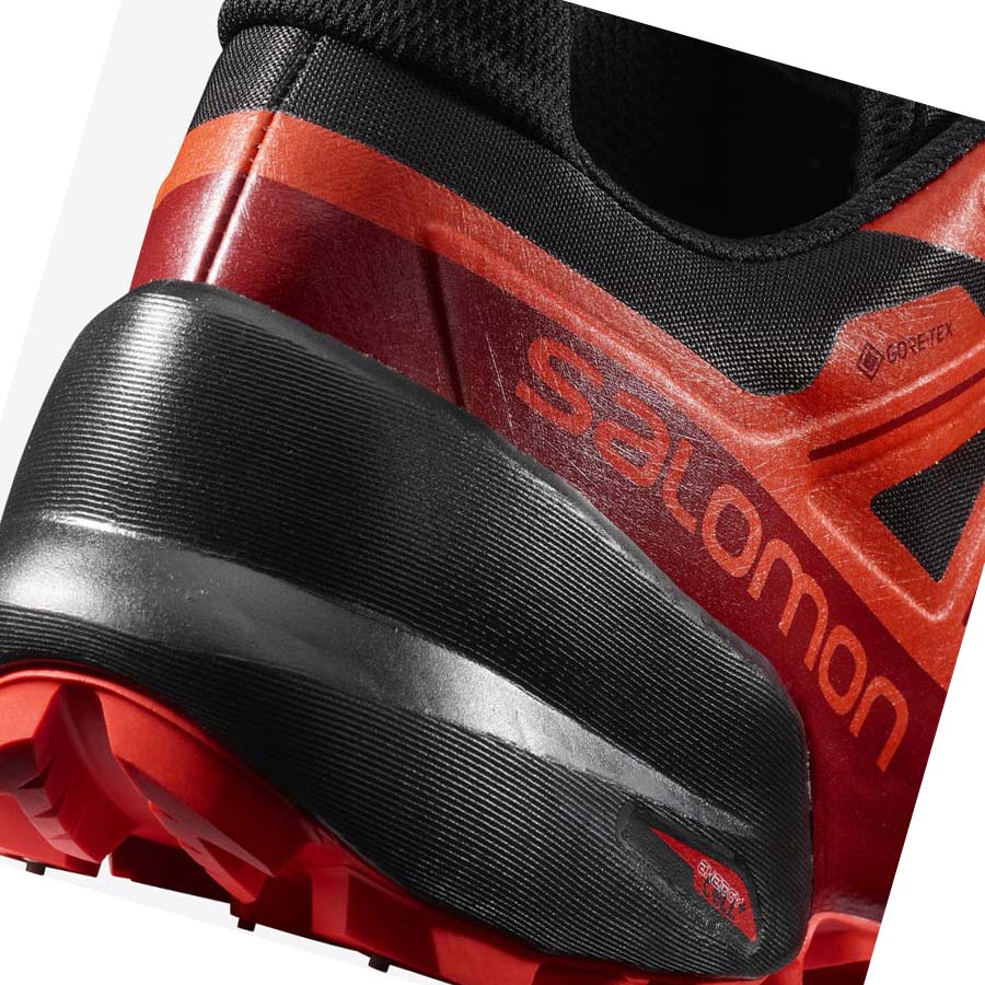 Salomon SPIKECROSS 5 GORE-TEX Erkek Patika Koşu Ayakkabısı Siyah Kırmızı | TR 3525FDN